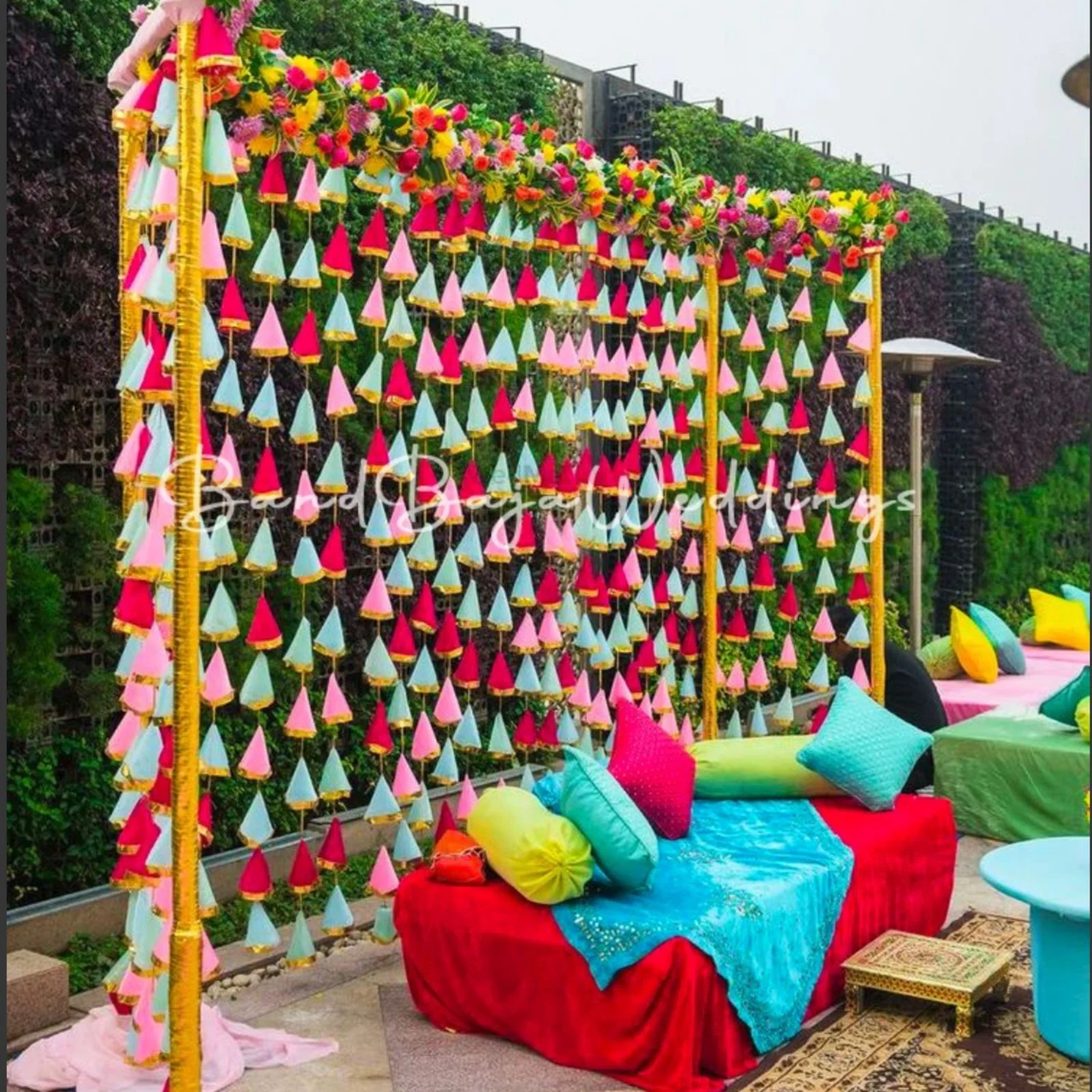 Baby Pink Rani Green Event Mehndi backdrop hanging, For Outdoor at Rs 60/sq  ft in Jaipur