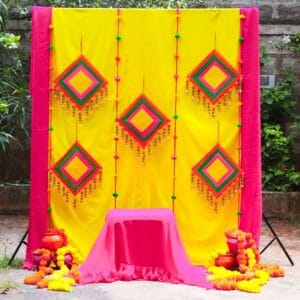 Multicolour Kites & Pom Pom Hangings Stage Decor