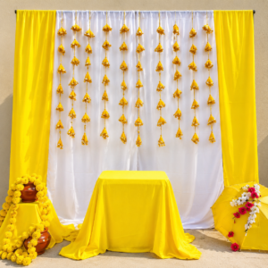 Yellow Tassel Cloth Hangings +Backdrop curtains Set