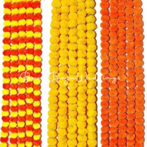 Artificial Marigold Flower Strings (Pack of 10, 5 ft long)