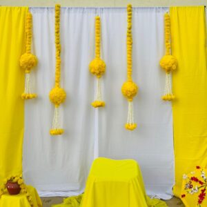 Artificial Marigold Floral Ball Hangings Backdrop Set