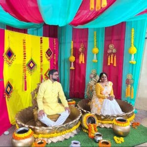 Gota Dreamcatchers & Floral Ball Hangings Decor with backdrop curtains