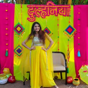 Haldi function backdrop cloth