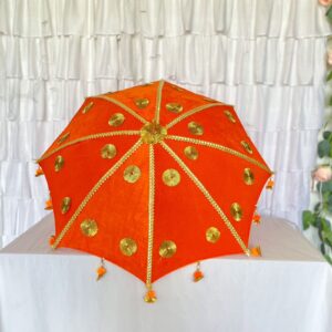 Velvet umbrella with golden gota work