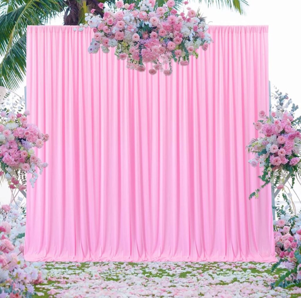 Backdrop Curtain -Light Pink - Band Baja Weddings