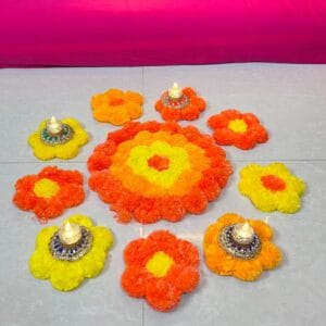 Flower Shaped Rangoli Mat Set