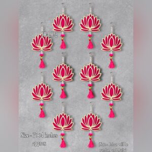 Handmade Wall Decor Lotus with jhumki Style Hanging for Home Decor,Diwali Decor ,Wedding and All Festival Decor ( 10 Pcs)