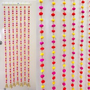 Multicolour pom pom hangings (5ft long ,10 pcs per pack)