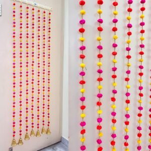 Multicolour pom pom hangings (5ft long ,10 pcs per pack)