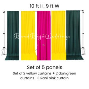 Readymade Backdrop curtain- Yellow, dark green and rani pink combo