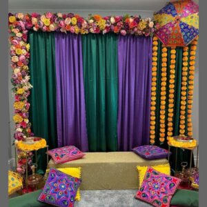 Backdrop curtain- Purple & dark green combo