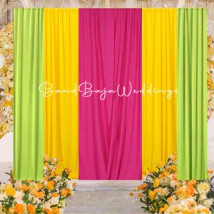 Readymade backdrop curtain- Yellow, rani pink and light green colour combo