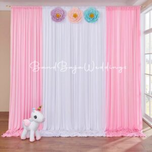 Backdrop curtain- White & baby pink combo