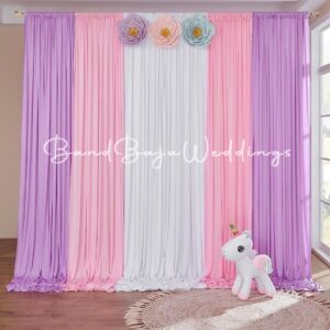 Pastel Backdrop curtain- White ,lavender & baby pink combo