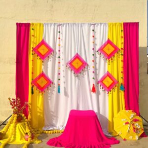 Multicolor Kites & Pom Pom Hangings Stage Decor