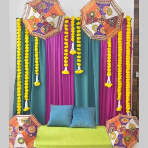 Mehendi backdrop full set -Backdrop curtains+Props