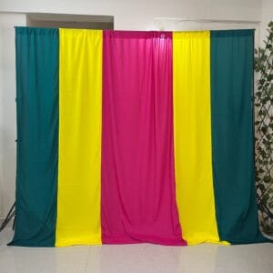 Mehndi backdrop Decor Full set (Backdrop curtain +Hanging Props)