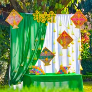 Mehndi backdrop full set- Curtains +Props package