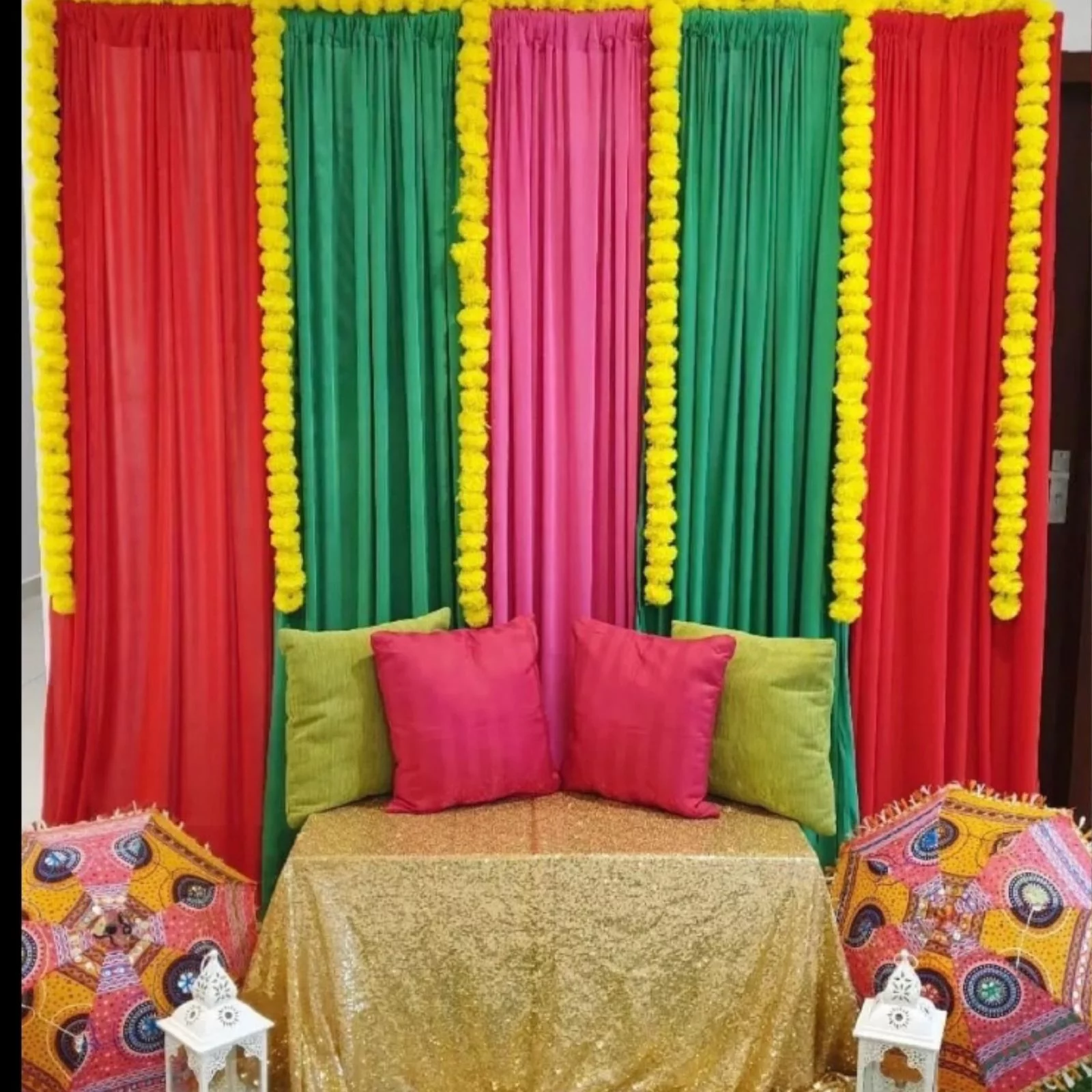 Mehendi Backdrop|| Colorful Mehendi Backdrop Ideas | Personalized wedding  decor, Small wedding decor, Wedding planning decor