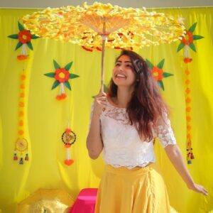 Floral yellow umbrella -Haldi Photoshoot