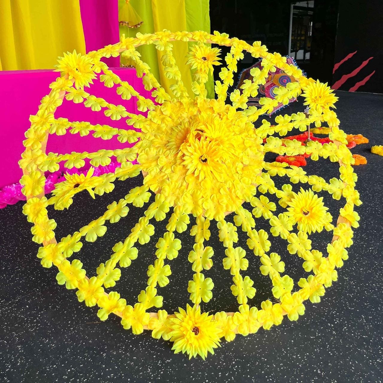 yellow floral umbrella