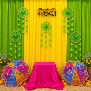 Mehndi decoration Kit (Backdrop Curtains+Props)
