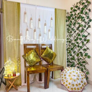 Beautiful white and golden backdrop decoration set