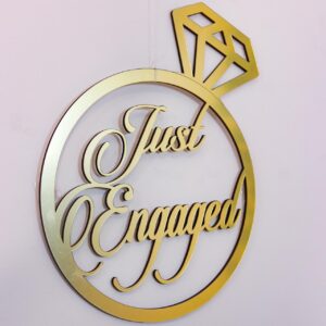 Just Engaged Acrylic shiny golden board (16*12 inch)