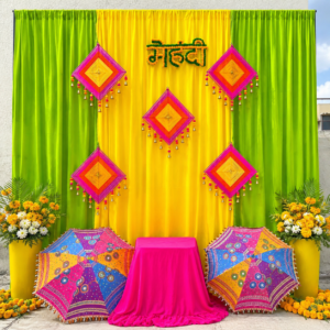Mehndi decoration Kit (Backdrop curtains+Props)