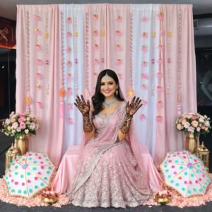 Beautiful pastel pink backdrop decoration set (backdrop curtains+ Props set)