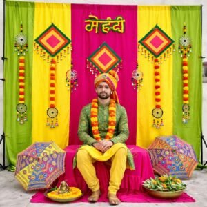 Mehndi Decoration Kit (Multicolor Backdrop Curtains +Props)