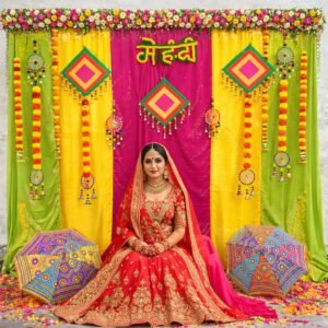 Mehndi Decoration Kit (Multicolor Backdrop Curtains +Props)