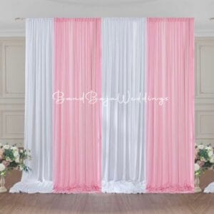 Baby pink and white backdrop curtains stitched (10 x 10 ft)