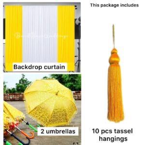 Yellow Haldi backdrop set( backdrop curtains +props)