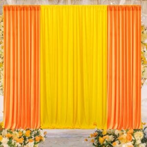 Stitched backdrop curtains – yellow & orange