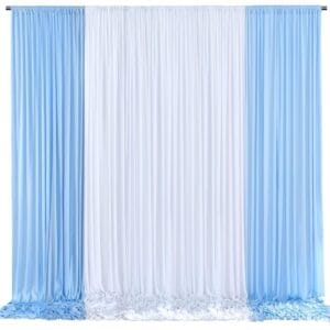 Backdrop curtain- White & light blue combo