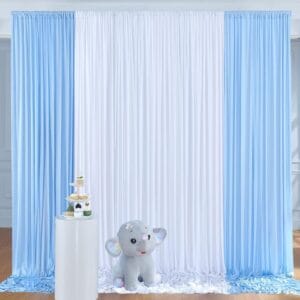 Backdrop curtain- White & light blue combo