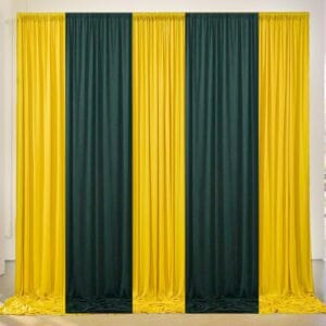 Stitched backdrop curtains – yellow & Dark Green