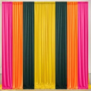 Backdrop curtain- yellow, orange , pink and dark green