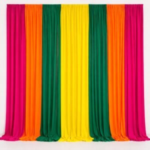 Backdrop curtain- yellow, orange , pink and dark green