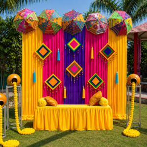 Haldi Backdrop Decor kit ( Curtains+Props Set)