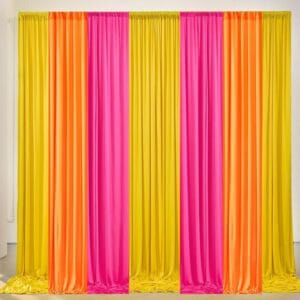Haldi function backdrop curtain- yellow ,pink,orange