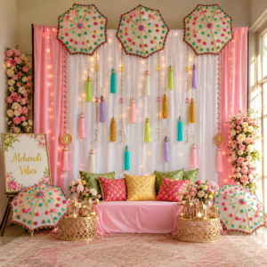Beautiful pastel theme backdrop decoration set (backdrop curtains+ Props set)