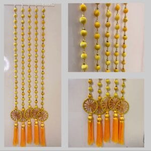 Ball Pom Pom Hangings with wheel and tassel endings (Pack of 10 strings,5 ft)