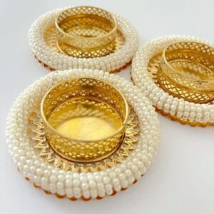 Pearl Embellished Tea light candle holder | (Pack of 2)