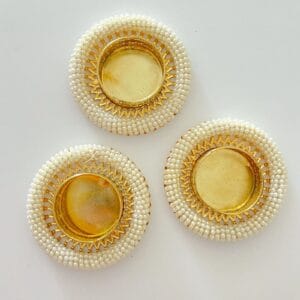 Pearl Embellished Tea light candle holder | (Pack of 2)