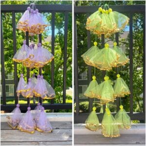 Big Size Ball Top Tassel Hangings With Golden Sequin Lace -3.5 ft