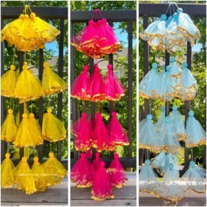 Big Size Ball Top Tassel Hangings With Golden Sequin Lace -3.5 ft
