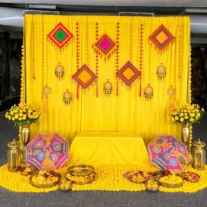 Haldi Backdrop decoration- Groom’s Haldi ( Backdrop curtains+Props )