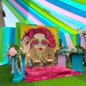 Funky backdrop for Haldi / mehndi Carnival events